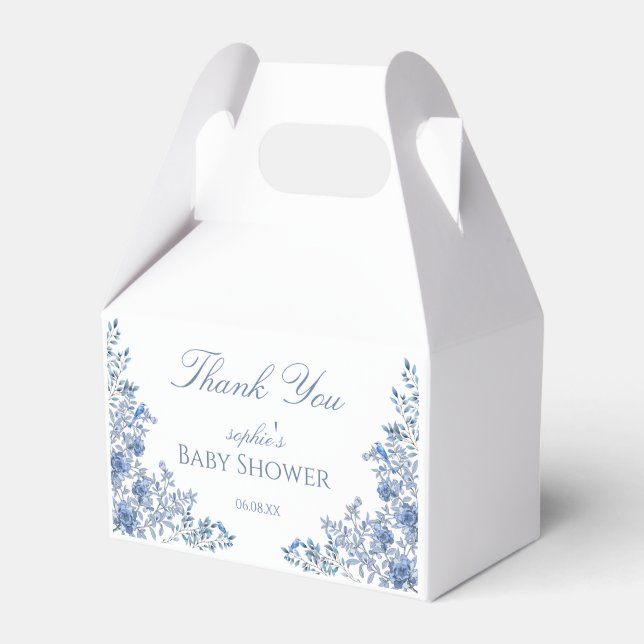 Caja Para Regalos Chinoiserie Toile Blue Floral Baby Shower (Front Side)