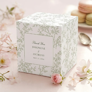 Caja Para Regalos Chinoiserie Verde Salvia Floral Boda Bienvenida 
