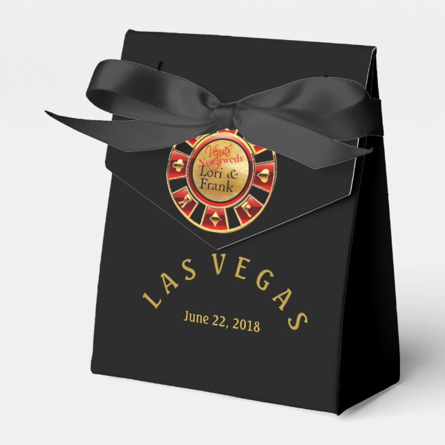 Caja Para Regalos Chip del casino de Las Vegas | oro negro y rojo (Front Side)