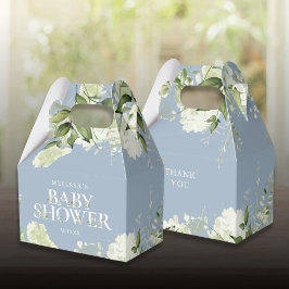 Caja Para Regalos Chorreo Azul Polvoriento Botánico Baby Shower