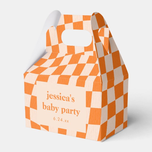 Caja Para Regalos Chorro de naranja Abstracto A cuadros Baby Shower (Front Side)