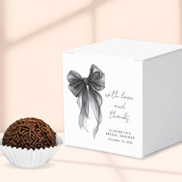 Caja Para Regalos Chorro de Novia Acuarela con Lazo Coqueto Negro