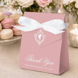 Caja Para Regalos Chorro de Novia Rosa Regencia Dama y Cresta Rosa P