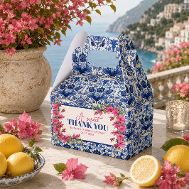 Caja Para Regalos Chorro Nupcial de Baldosa Azul Buganvilla Rosa
