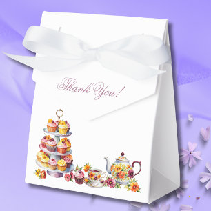 Caja Para Regalos Chorro Nupcial de Té Caprichoso Floral Rosa Lila