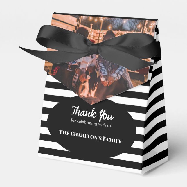 Caja Para Regalos Christening 1 Section Personalizado Photo Stripes (Front Side)