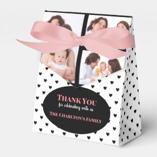 Caja Para Regalos Christening 3 Secciones Personalizado Photo Hearts