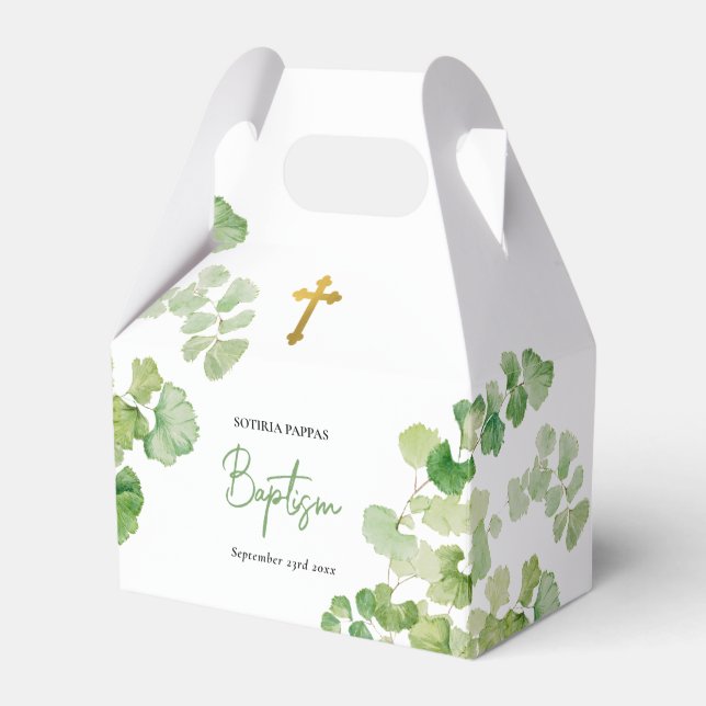 Caja Para Regalos Christening Baptism Boy Chica Watercolor Greenerat (Front Side)