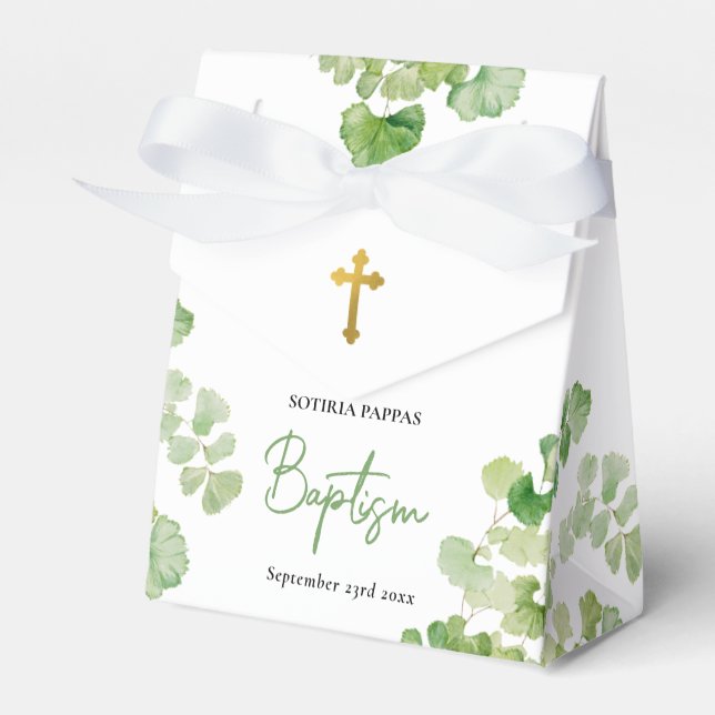 Caja Para Regalos Christening Baptism Boy Chica Watercolor Greenerat (Front Side)