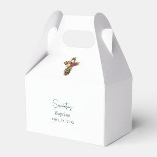 Caja Para Regalos Christening Baptism Floral Cross Boy Chica