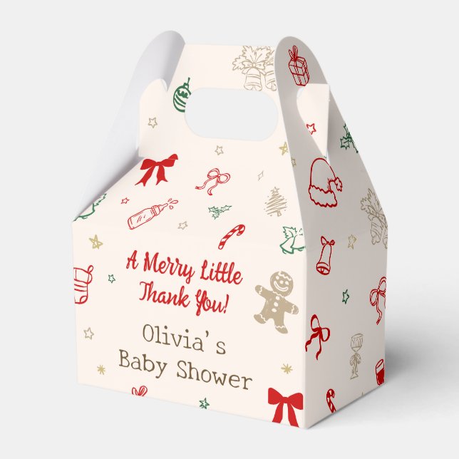 Caja Para Regalos Christmas Baby Shower Merry Little Thank You (Front Side)