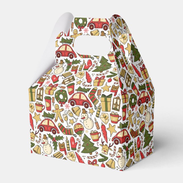 Caja Para Regalos Christmas Doodle Pattern Favor Box (Front Side)