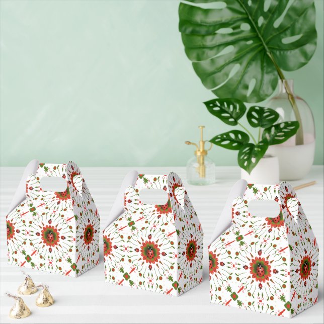Caja Para Regalos Christmas Ladybug Red White Green Party (Múltiple)