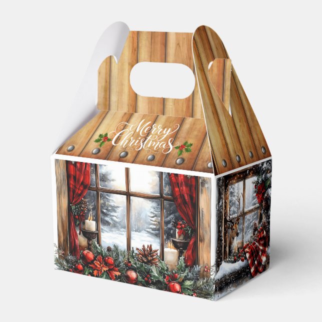 Caja Para Regalos Christmas Merry Christmas Country Cabin (Front Side)