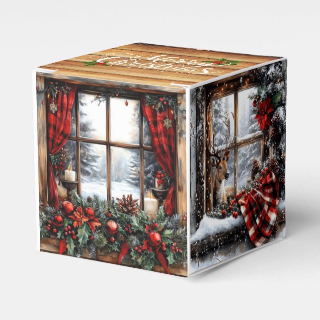 Caja Para Regalos Christmas Merry Christmas Hunting Cabin Snow Gift (Costado Anverso)