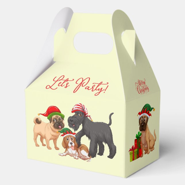 Caja Para Regalos Christmas Merry Christmas Let's Party Dogs Gift (Anverso)