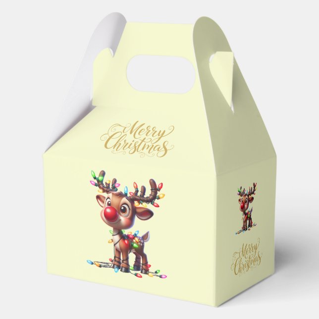 Caja Para Regalos Christmas Merry Christmas Rudolph Favor Gift Box (Anverso)