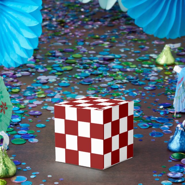 Caja Para Regalos Christmas Red with White Square Pattern Classic (Fiesta)