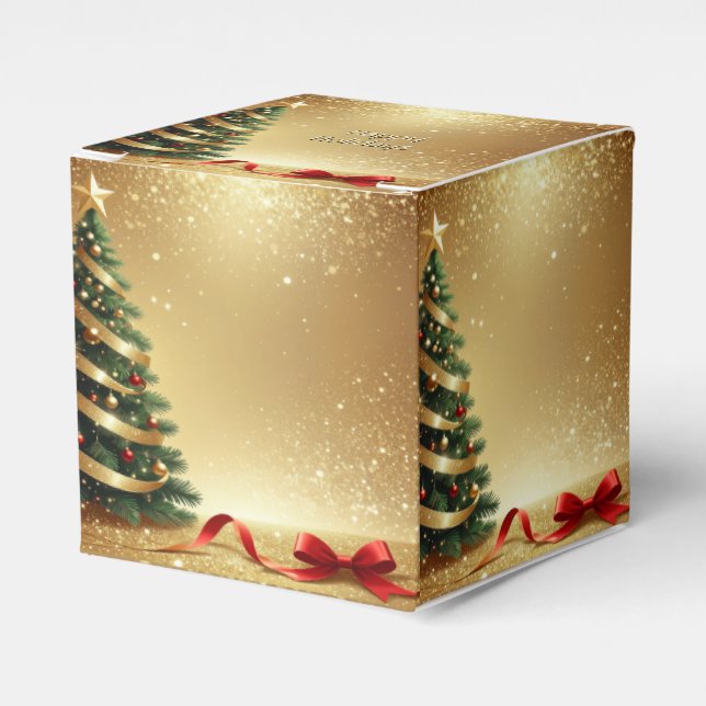 Caja Para Regalos Christmas Tree Ribbons Holiday Favor Box (Costado Anverso)