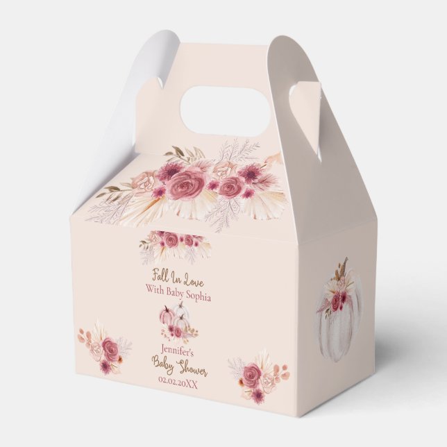 Caja Para Regalos Chuparrosa Rosa Rústico Baby Shower de Otoño (Front Side)