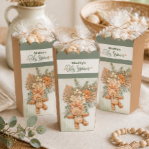 Chupete de flores y oso neutrales para baby shower