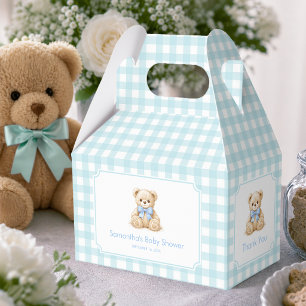 Caja Para Regalos Chupete de oso y ducha de bebé niño de cuadros de