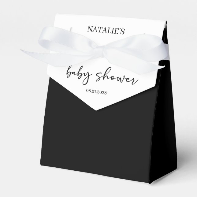 Caja Para Regalos Chupinada de Bebé con Letra Moderna Simple Negra (Front Side)