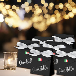 Caja Para Regalos Ciao Bella Caligrafía Italiana Elegante Negra