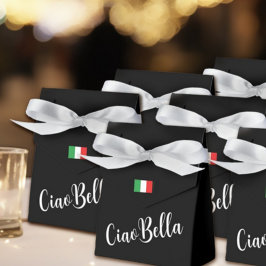 Caja Para Regalos Ciao Bella Italiano Elegante Script Negro