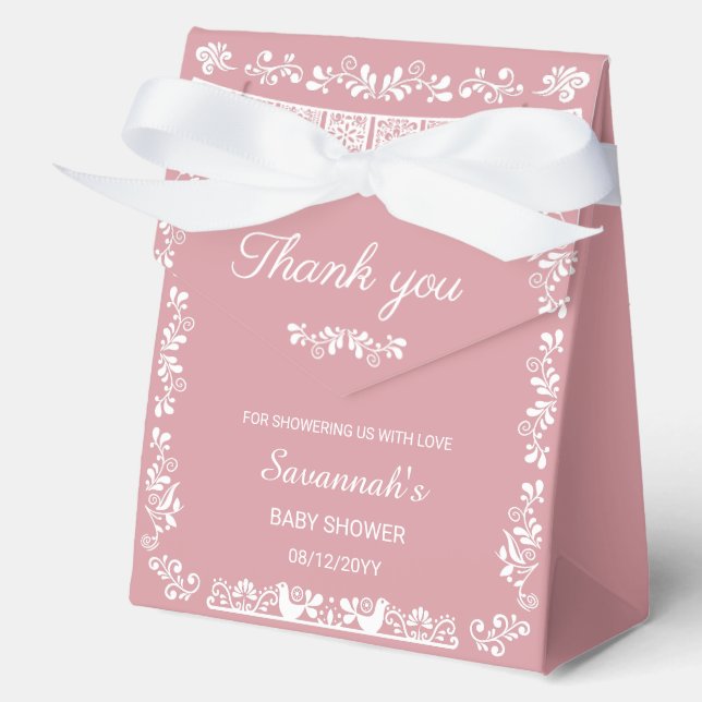 Caja Para Regalos Cielito Lindo Blush Pink Baby Shower Favor Box (Anverso)