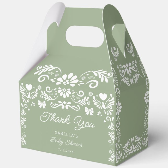 Caja Para Regalos Cielito Lindo Sage Green Baby Shower (Anverso)