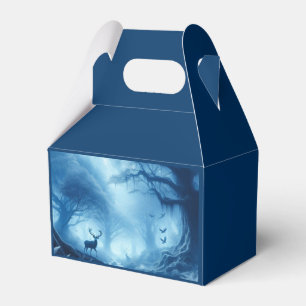 Caja Para Regalos Ciervo en bosque oscuro de bruma azul