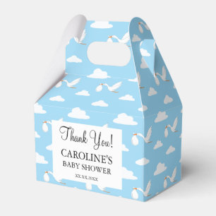 Caja Para Regalos Cigüeña Entrega Especial Shower de Bebé Nubes Azul