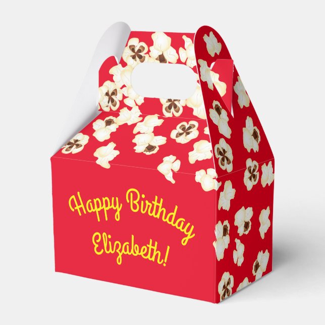 Caja Para Regalos Cine de la fiesta de cumpleaños de Popcorn (Reverso)