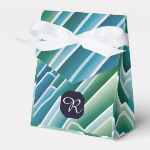 Caja Para Regalos Cinta abstracta azul y verde con monograma persona