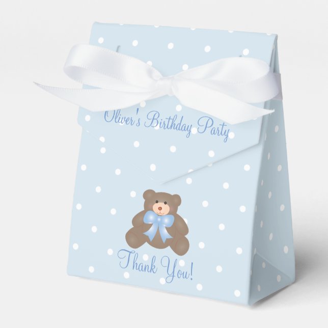 Caja Para Regalos Cinta azul cúpula Teddy Bear Boy fiesta de cumplea (Front Side)