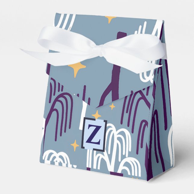 Caja Para Regalos Cinta azul de árbol silvestre monograma personaliz (Front Side)