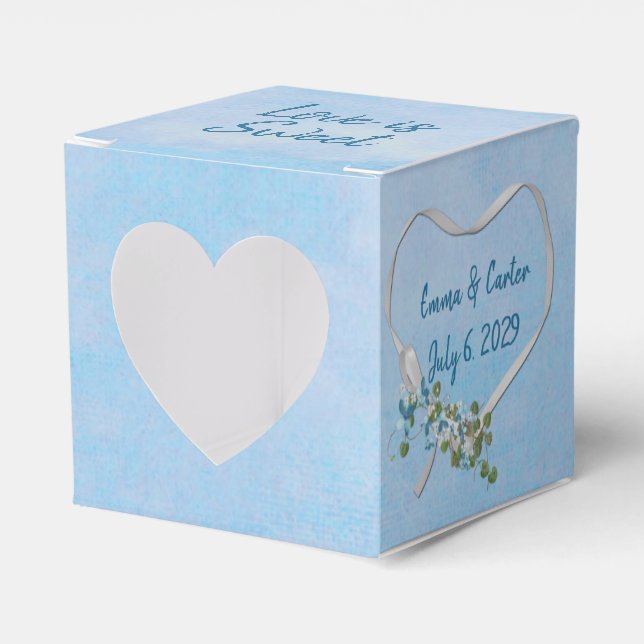 Caja Para Regalos Cinta blanca Boda Cinta Favor del Corazón (Anverso)