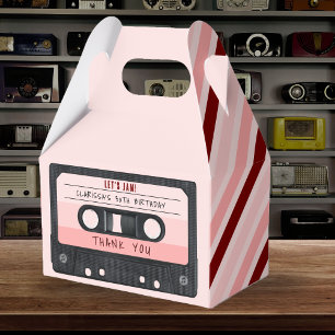 Caja Para Regalos Cinta Cassette Fiesta de Cumpleaños Retro Rosa