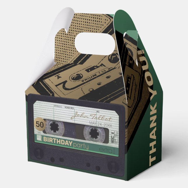 Caja Para Regalos Cinta de audio retro verde Audiotape 50 cumpleaños (Anverso)