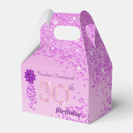 Caja Para Regalos Cinta de Purpurina Rosa Preciosa Cumpleaños 30