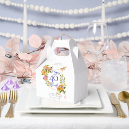 Caja Para Regalos Cinta de Rosa Dorada Cumpleaños 40 