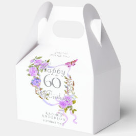 Caja Para Regalos Cinta de Rosa Púrpura 60 Cumpleaños