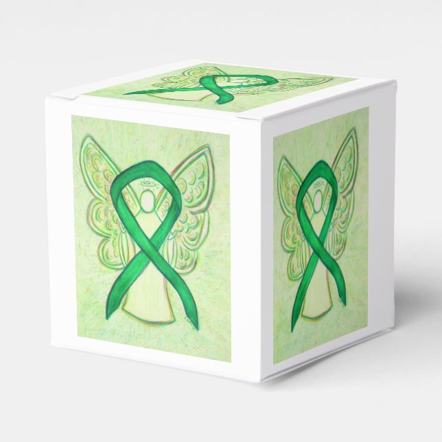 Caja Para Regalos Cinta de sensibilización verde Angel Party Favorit (Costado Anverso)