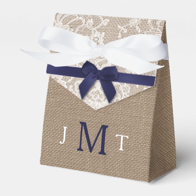 Caja Para Regalos Cinta Naval En Boda Burlap & Lace (Front Side)