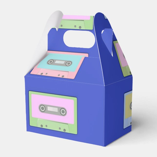 Caja Para Regalos Cintas de cassette multicolor en azul (Front Side)