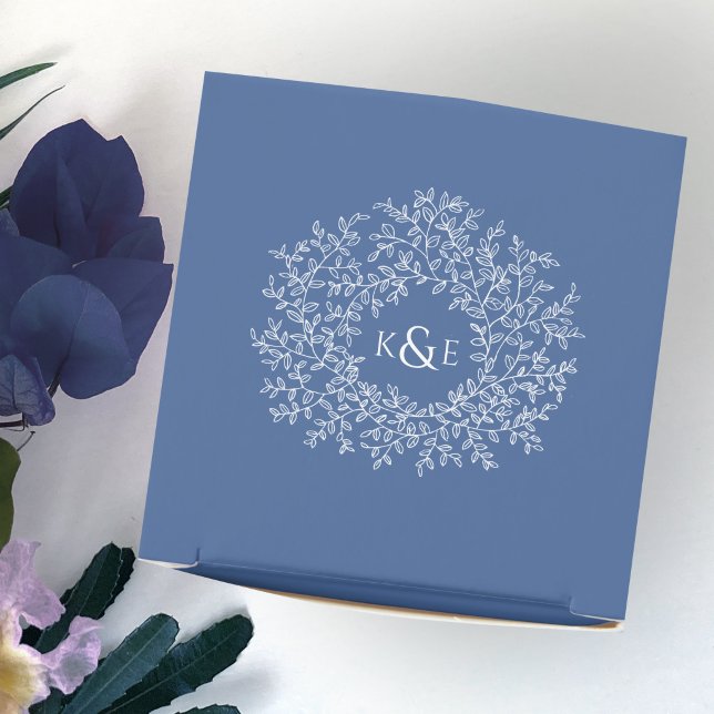 Caja Para Regalos Circle white art leaves wedding classic blue  (Subido por el creador)
