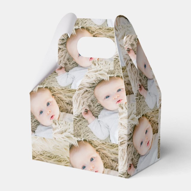 Caja Para Regalos Círculo de fotos de cumpleaños personalizado rosad (Front Side)