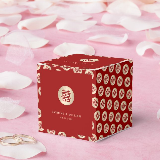 Caja Para Regalos Círculo dorado doble Moda de felicidad Boda chino (Boda)