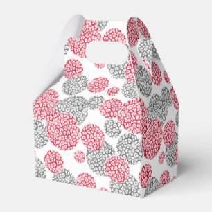 Caja Para Regalos Círculos con huella de piel de leopardo gris y roj